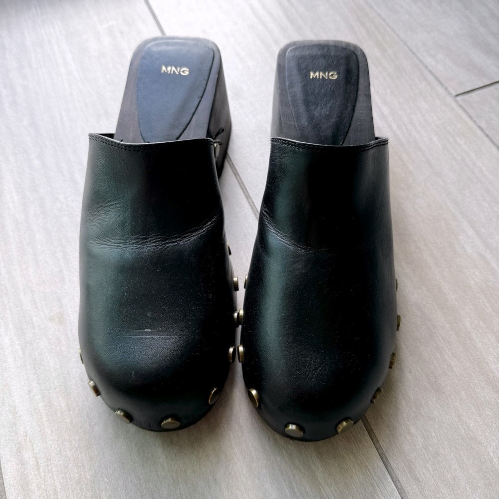 Mango studded leather clogs